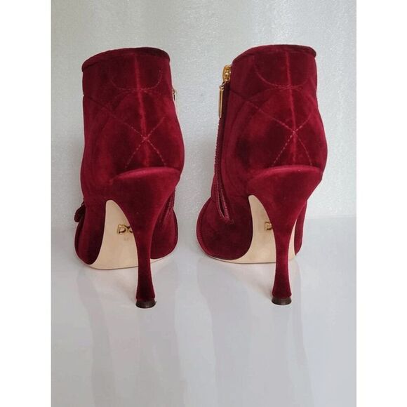DOLCE & GABBANA Devotion Burgundy Velvet Ankle Boots $1,580 NEW IN BOX Sz 6,5 - Picture 4 of 16